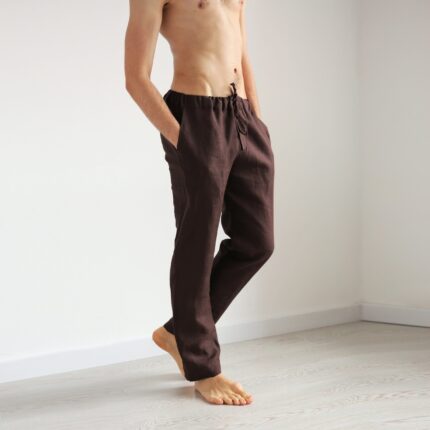 Wide-Leg Palazzo Pants Pleated Detail Linen for Men Casual Silhouette