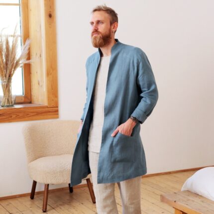 Linen Coat Saffron Essence Linen Fabric for Men Slim Profile Modern Minimal Wardrobe